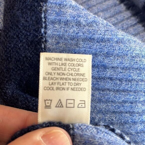 NWT Ultra Flirt Blue Striped Mock Neck Sweater Small - Picture 7 of 7